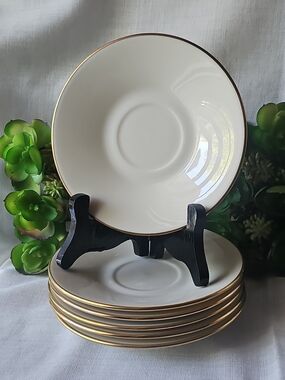 New Lenox Hayworth Cosmopolitan Collection Gold Rim Saucer, Set of 6 Plates